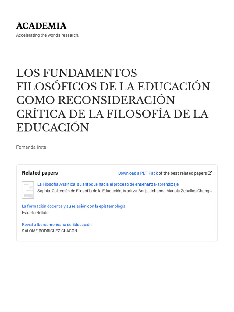 Los fundamentos filosóficos de la educación | PDF | Verdad | Pensamiento