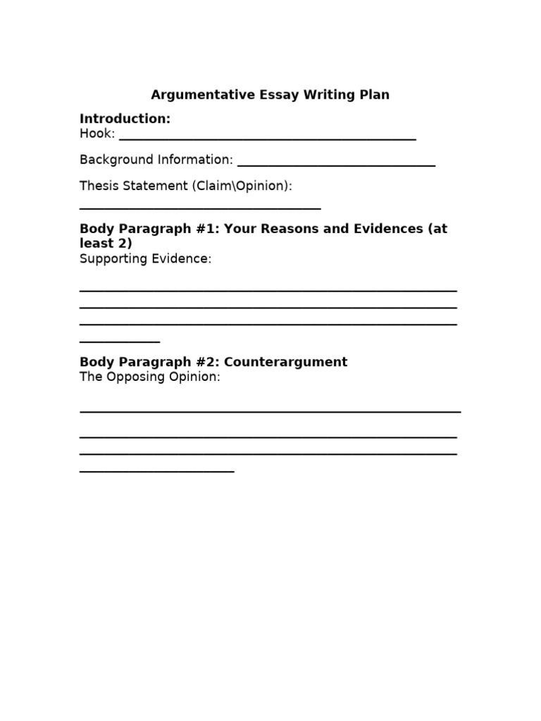 Argumentative Essay Template | PDF