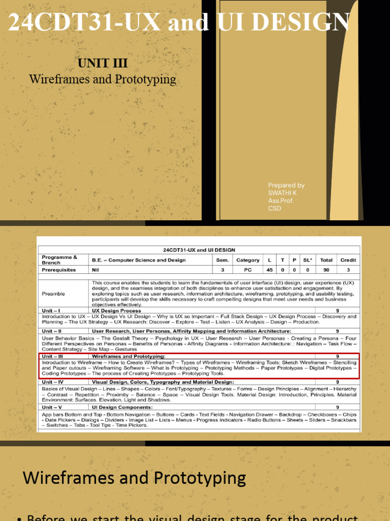 Ux and Ui_unit 3.Pptx | PDF | Prototype | User Interface