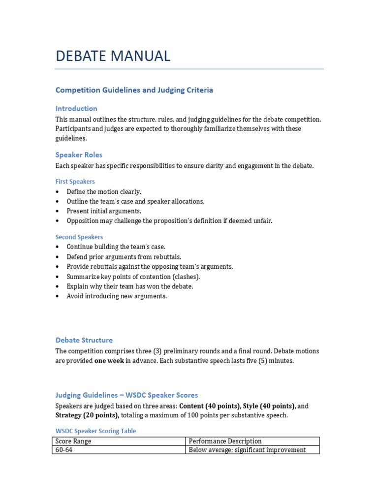 Debate Competition Manual | PDF