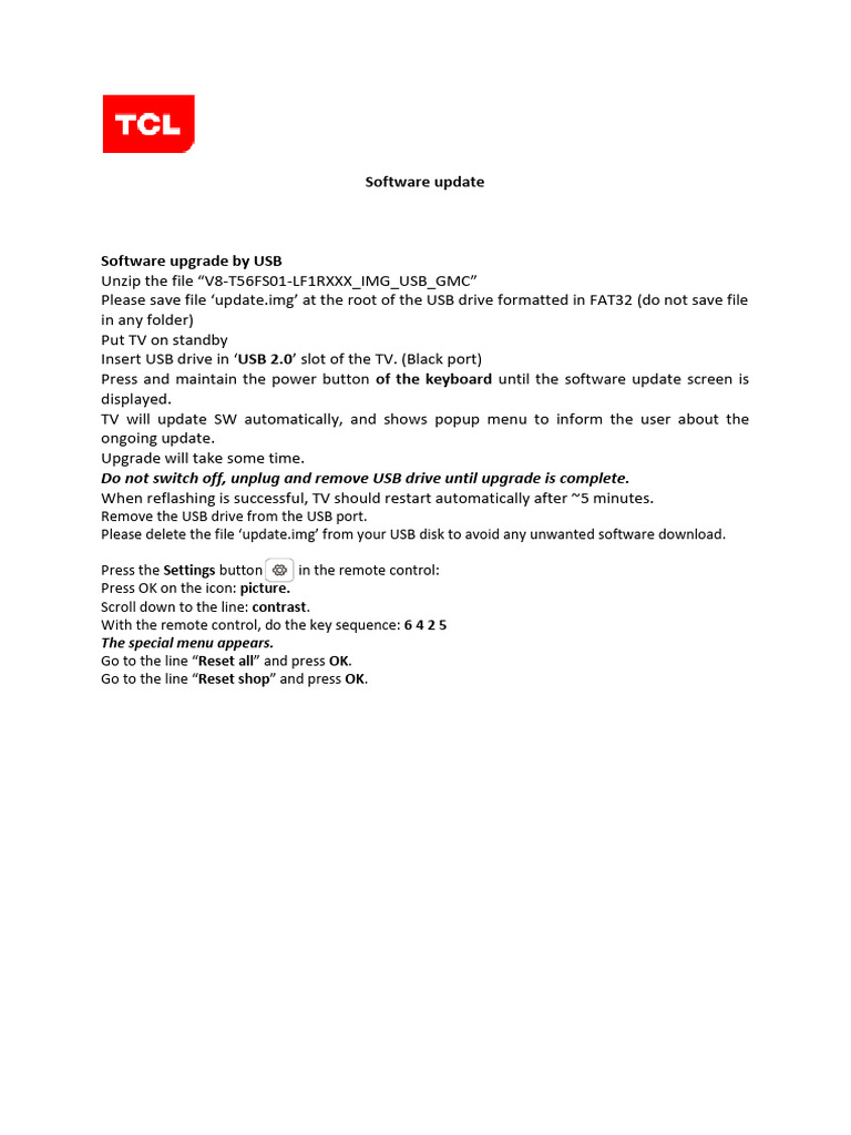 Software Update Procedure MT56 | PDF