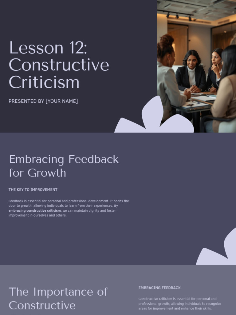 Lesson 12 Constructive Criticism | PDF | Psychology | Social Psychology