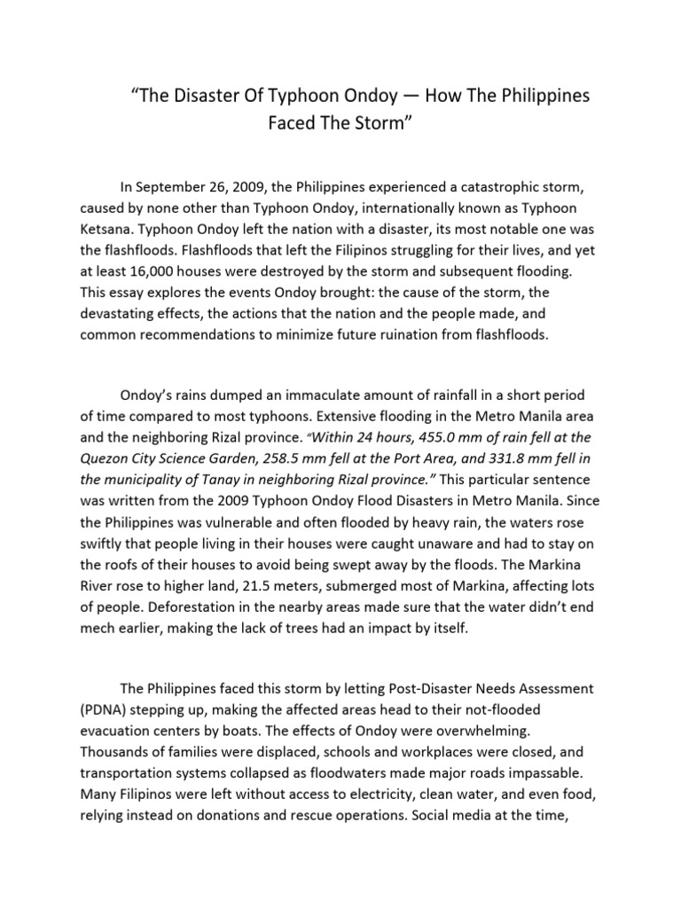 The Disaster of Typhoon Ondoy | PDF | Flood | Emergency Management