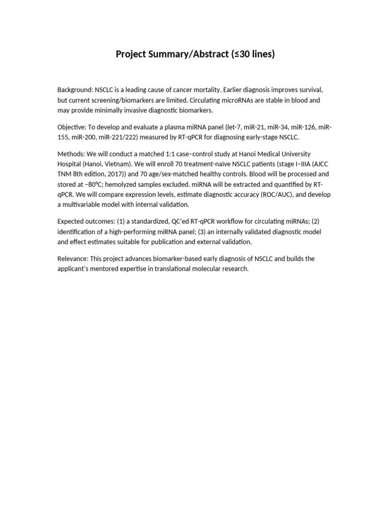 01 Project Summary Abstract 30 Lines | PDF