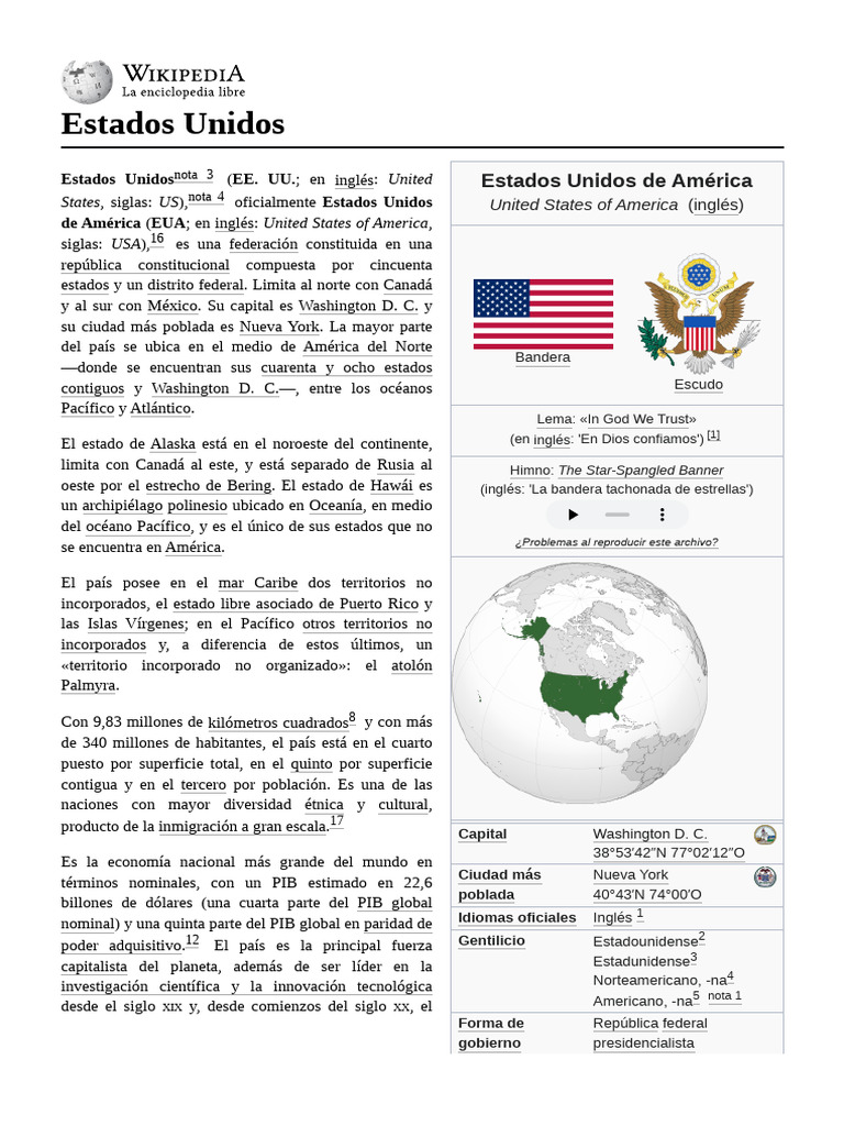 Estados Unidos | PDF | Los Estados Unidos | Presidentes de los Estados ...