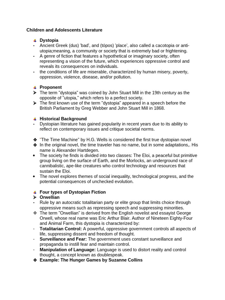 Children and Adolescents Literature Dystopian | PDF | Dystopia ...