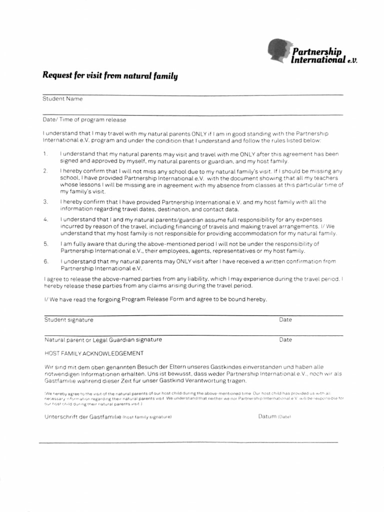German Parent Travel Form Approval | PDF