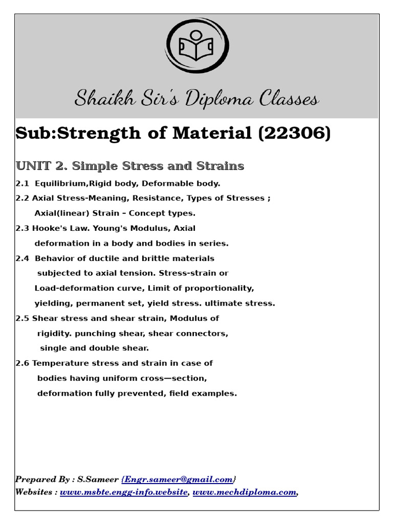 Unit 2 Question Bank Shaikh Sir Notes PDF | PDF | Deformation ...