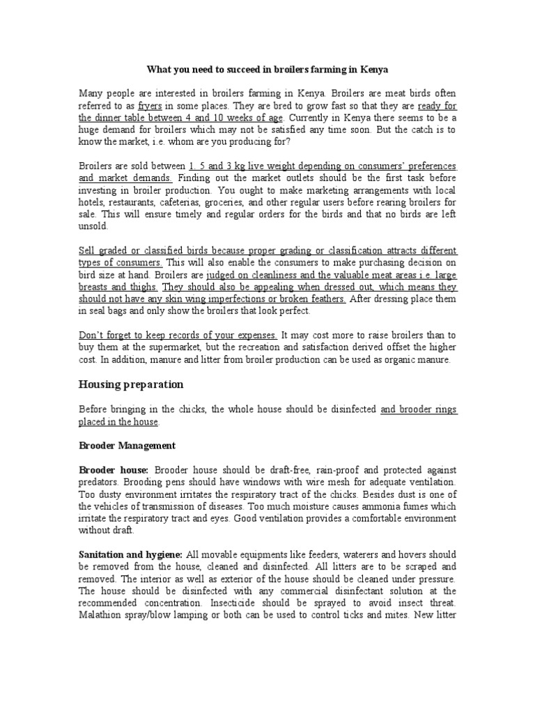 What You Need To Succeed in Broilers Farming in Kenya PDF Broiler