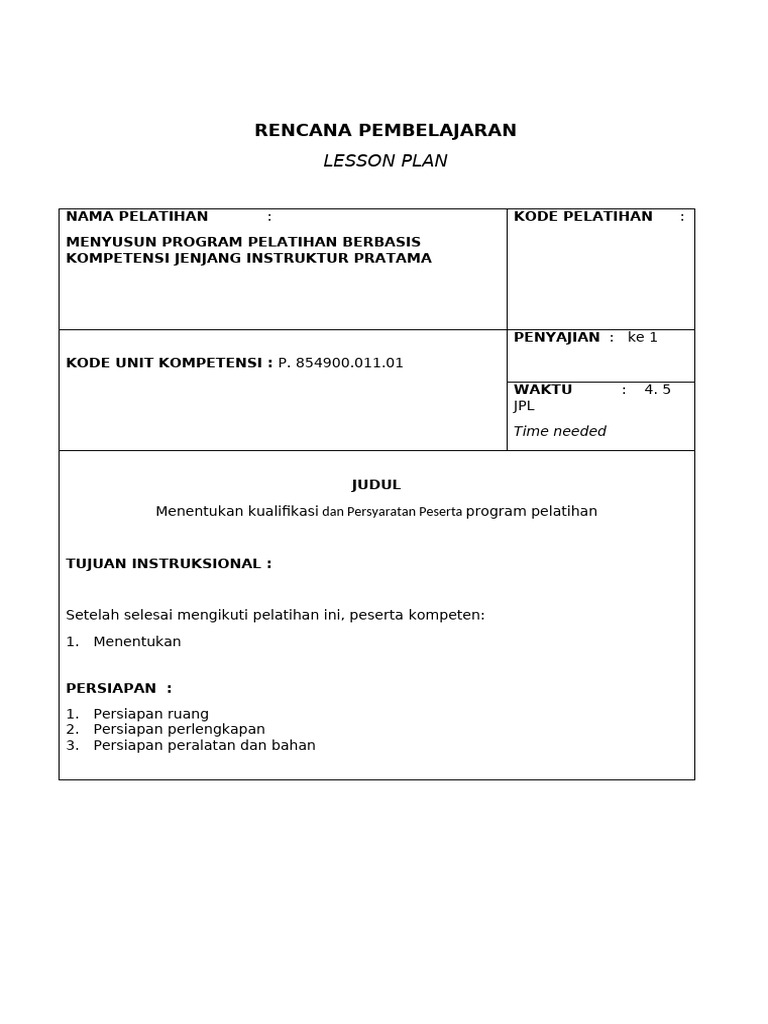 Contoh Lesson Plan | PDF