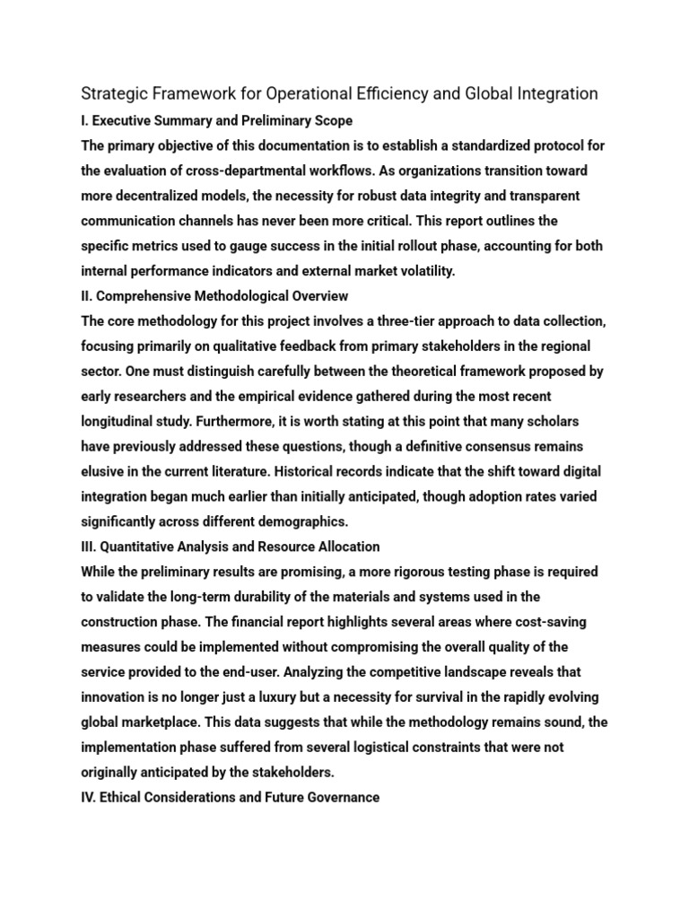 Strategic Framework for Operational Efficiency and Global Integration ...