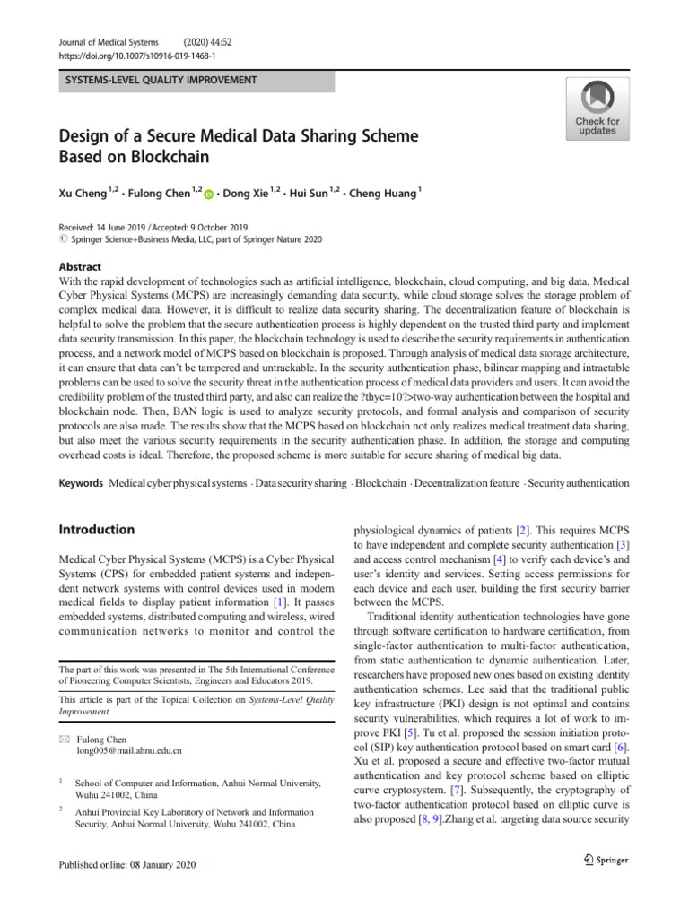 Design of A Secure Medical Data Sharing Scheme | PDF | Computer ...