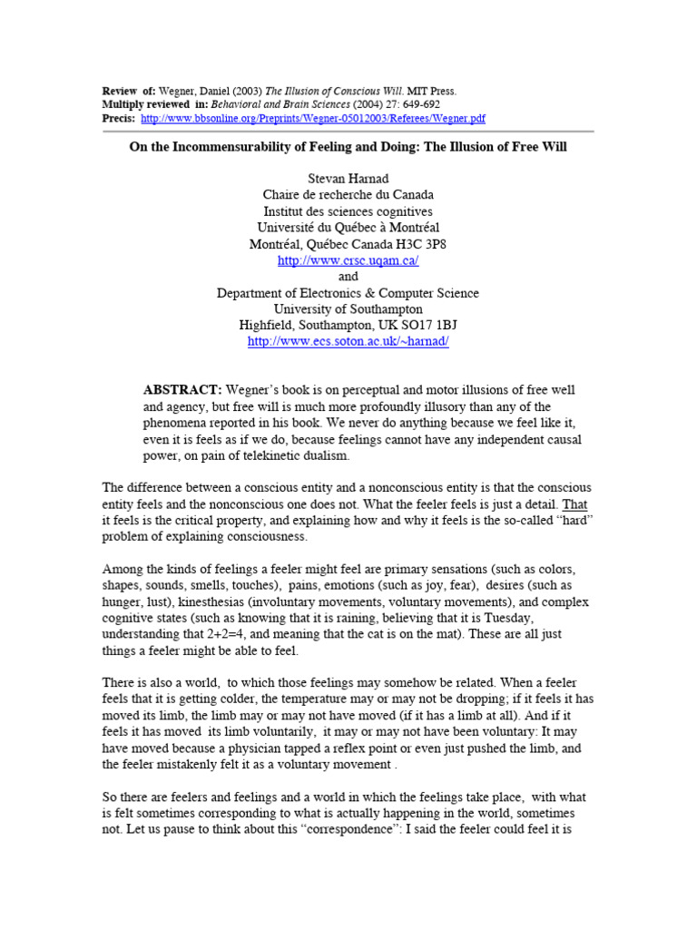 The Illusion of Free Will | PDF | Free Will | Illusion