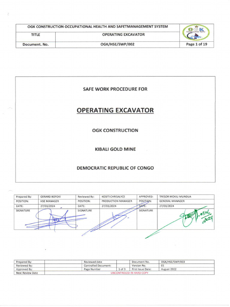 Operating Excavator | PDF