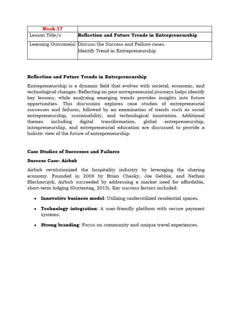 Week 17 | PDF | Entrepreneurship | Startup Company