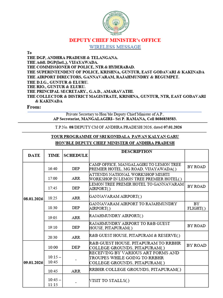 Wireless Message For 08.01.2026, 09.01.2026 & 10.01.2026 | PDF