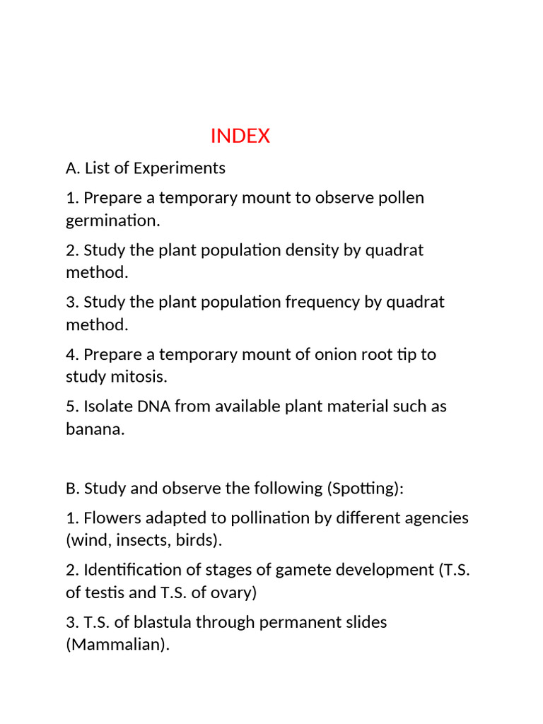Lab Record - Index | PDF