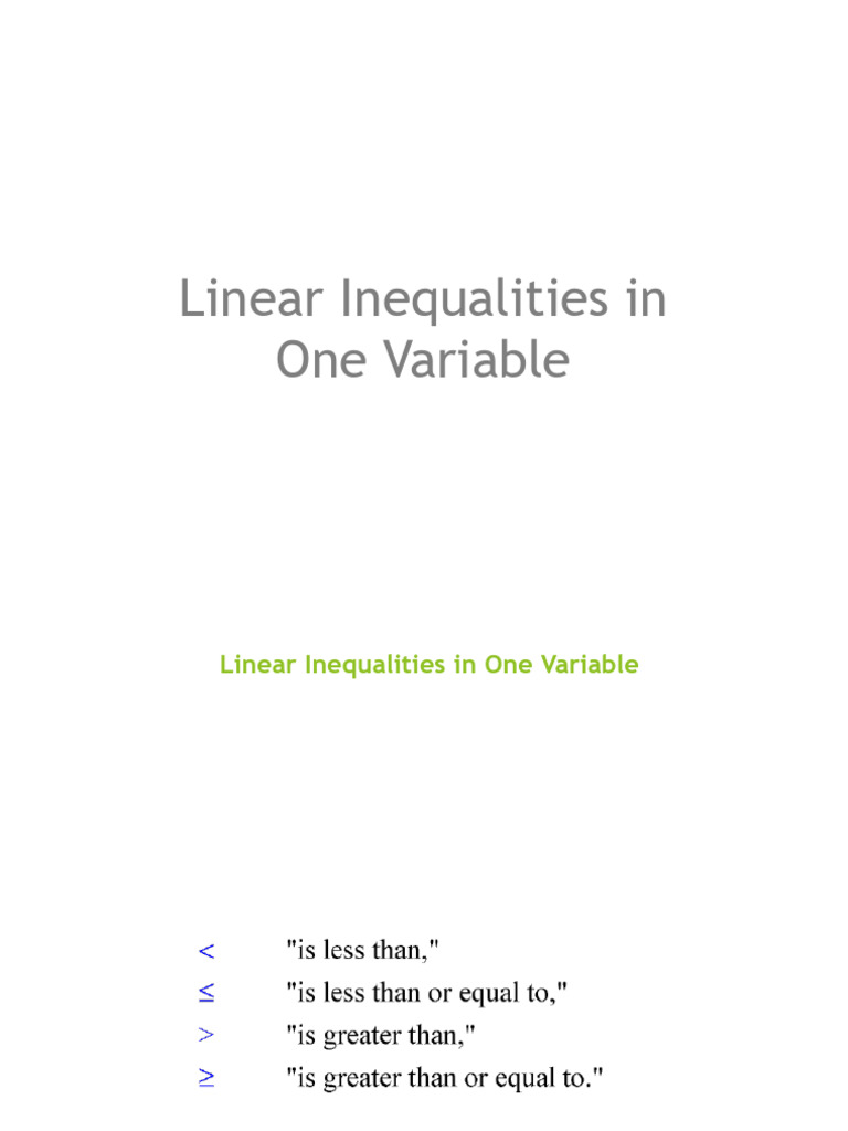Lesson 3 Quantech LINEAR INEQUALITIES - One and Two Variables | PDF ...
