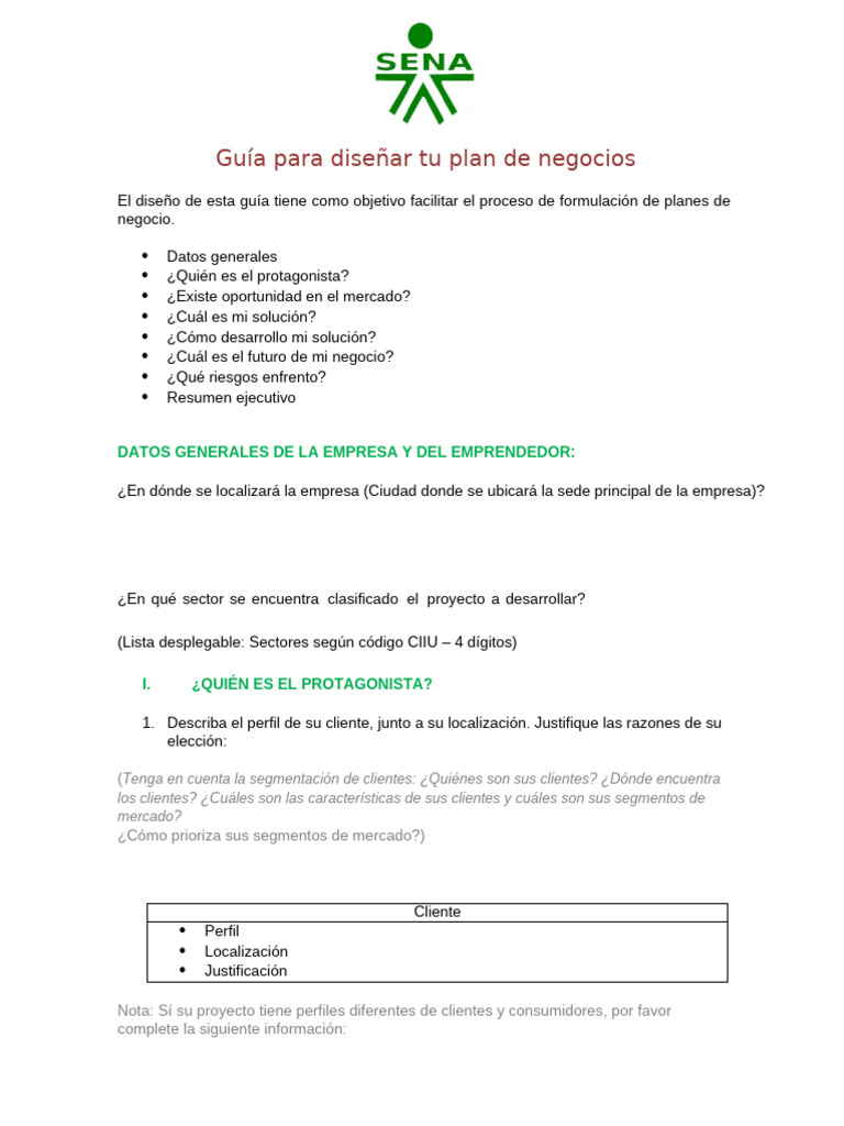Guia para Realizar Su Plan de Negocios | PDF | Plan de negocios ...