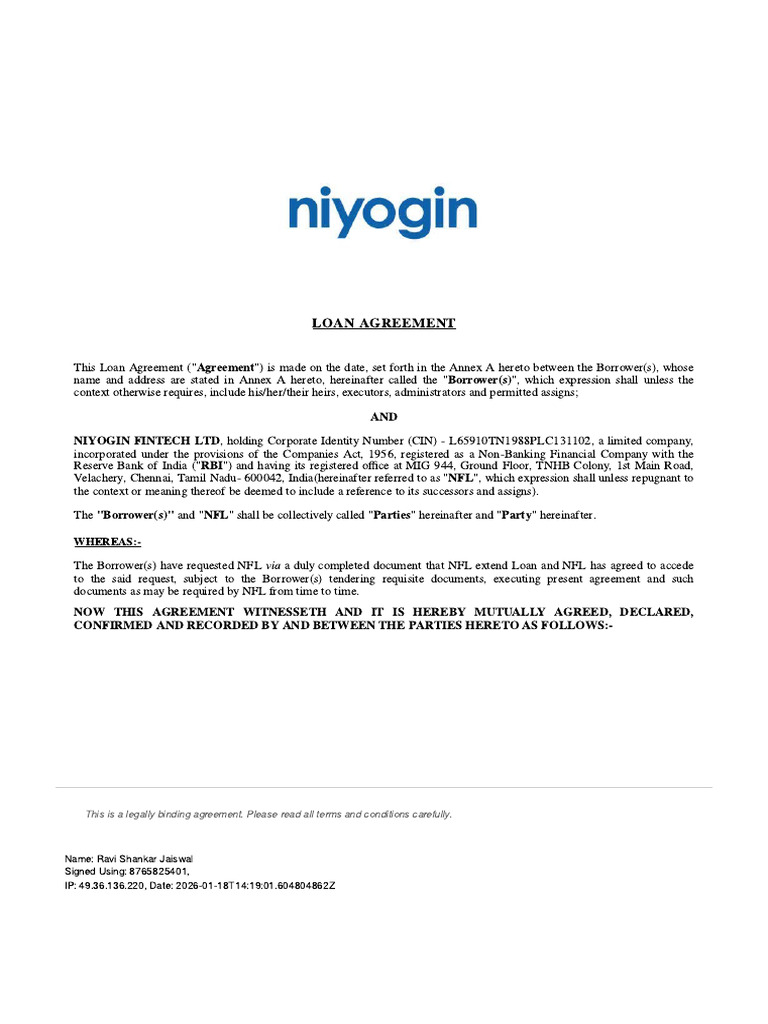 Loan Agreement: Whereas | PDF | Loans | Interest