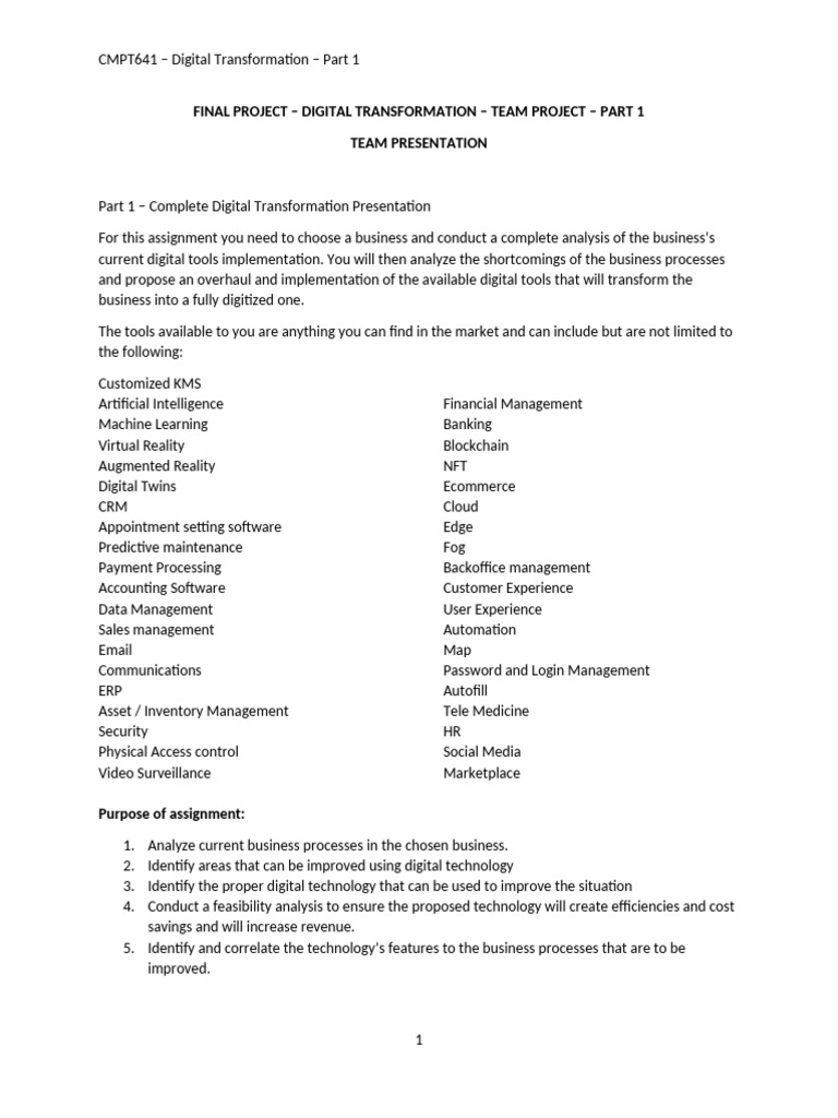 FINAL PROJECT Digital Transformation - Presentation - Part 11 | PDF ...