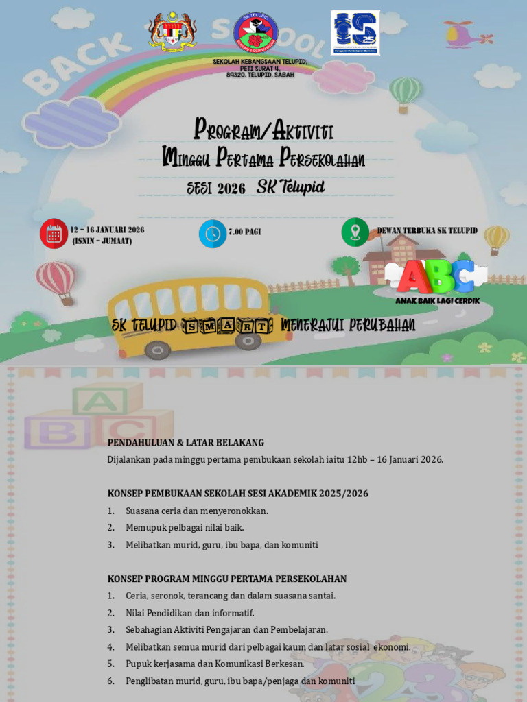 Program ABC Minggu Pertama Persekolahan 2026 | PDF