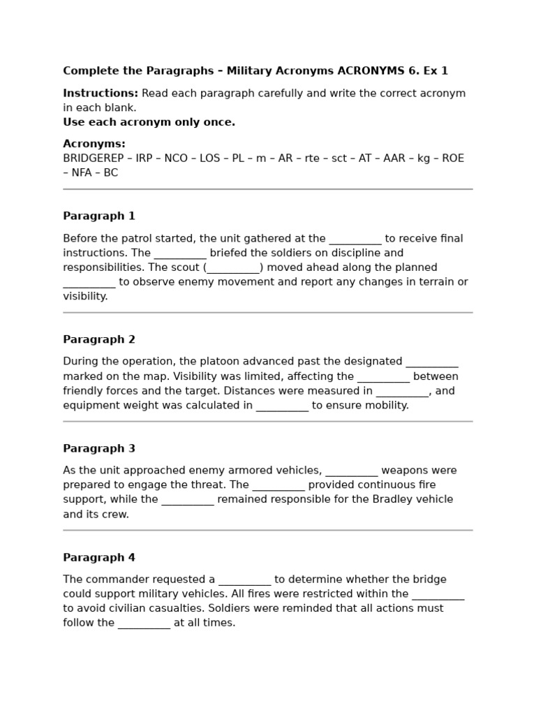Paragraphs Acronyms 6. Ex 2 | PDF