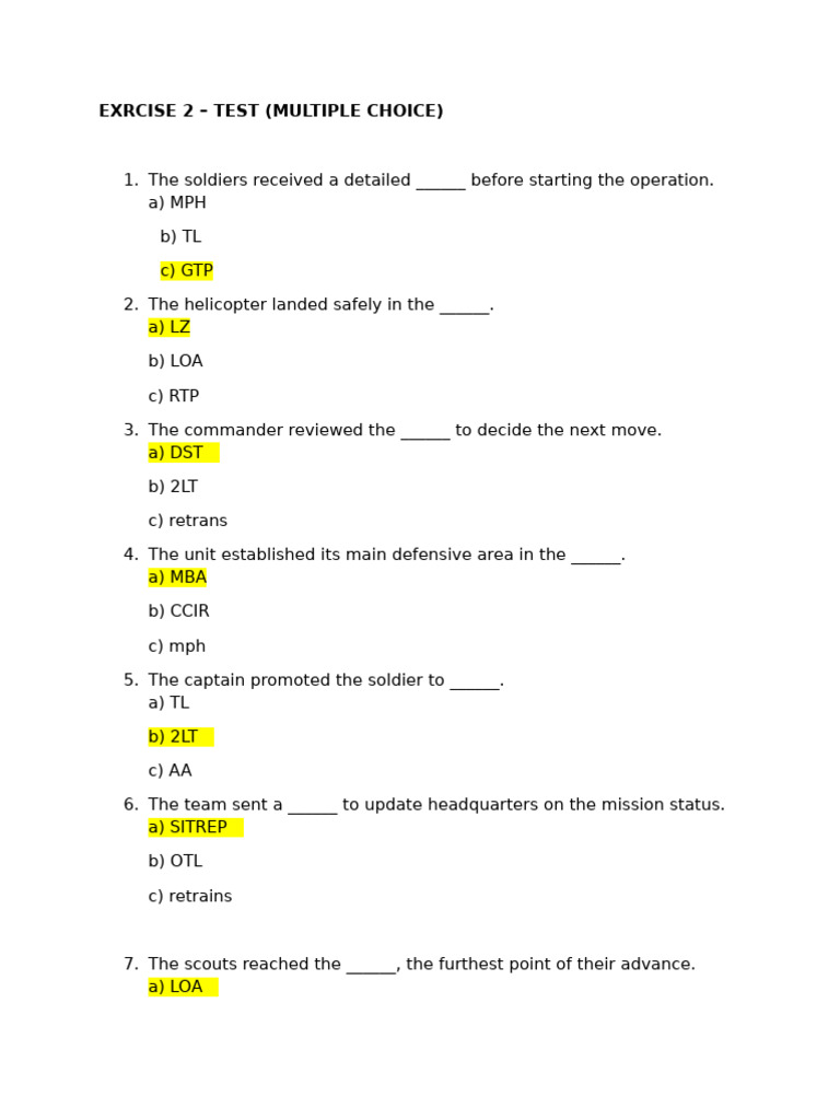 Ejercicio 2 Multiple Choice | PDF