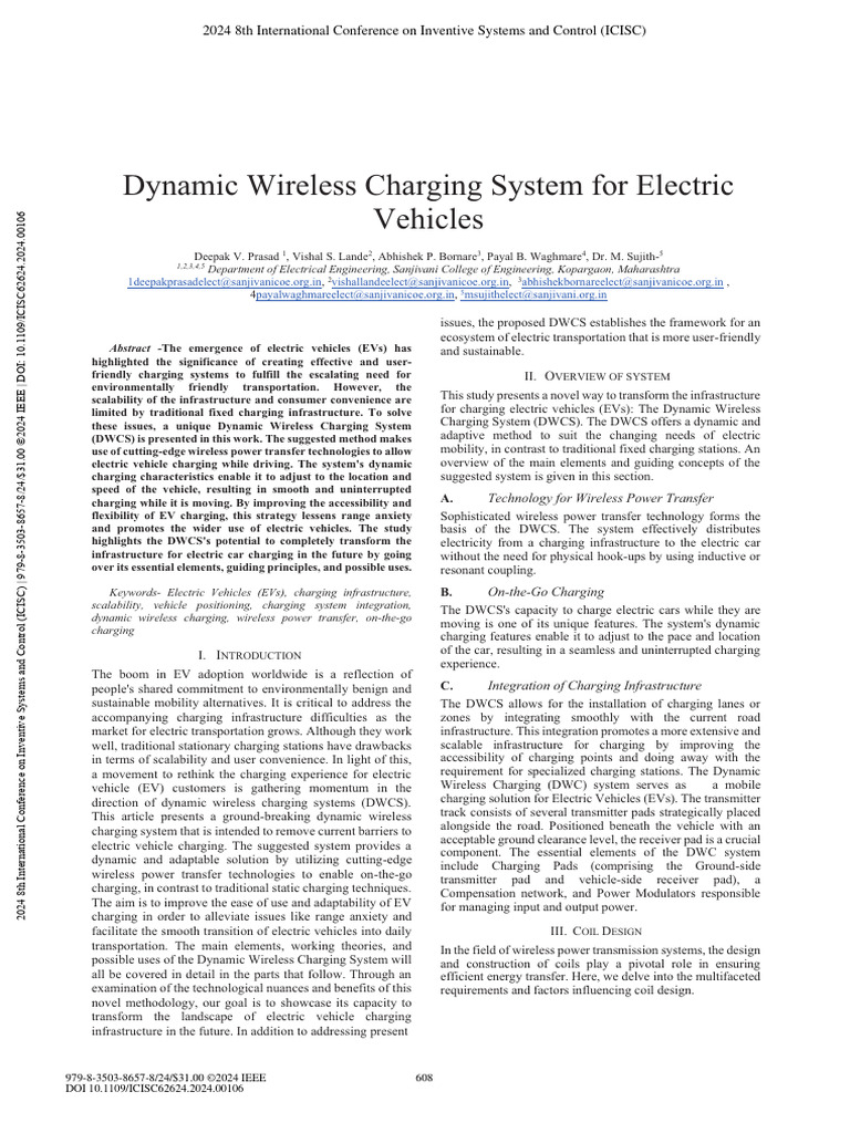 Dynamic Wireless Charging System For Electric Vehicles | PDF ...