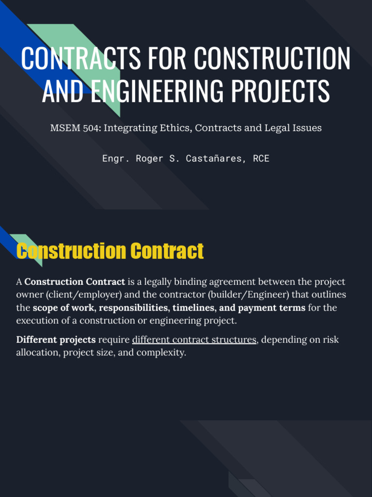 Contracts For Construction and Engineering Projects | PDF | Business ...