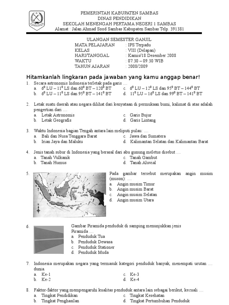 Soal Ips Terpadu 8
