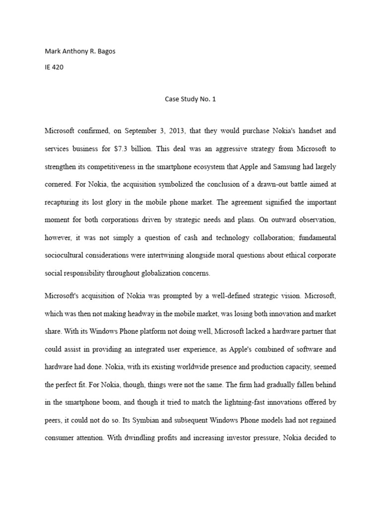 Case Study no.1_SCM | PDF | Nokia | Microsoft