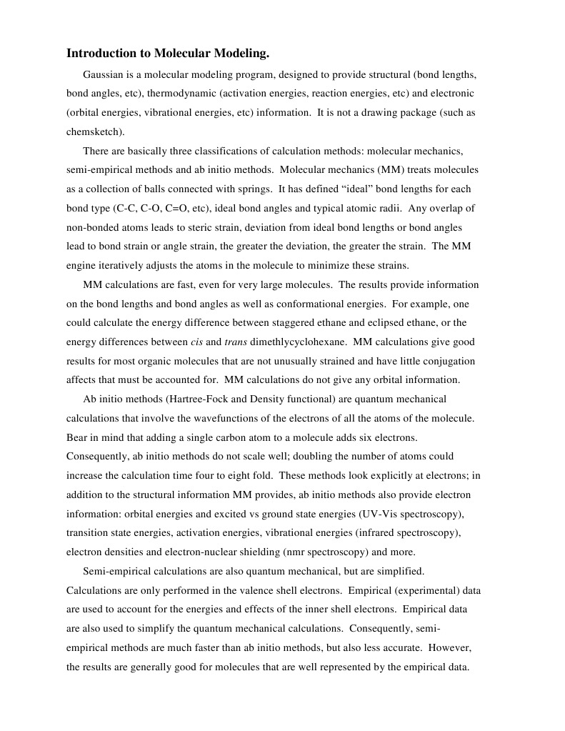 Molecular Modeling for Chem Students | PDF | Computational Chemistry ...