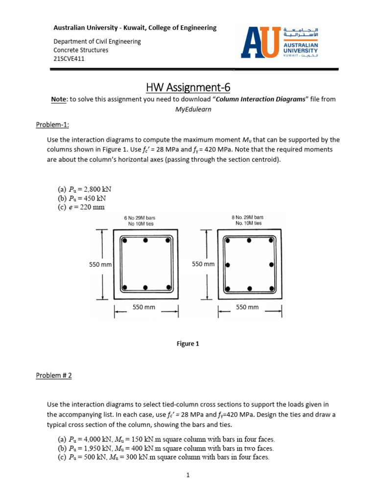 HW Assignment-6 - Short Columns | PDF | Column | Building Engineering