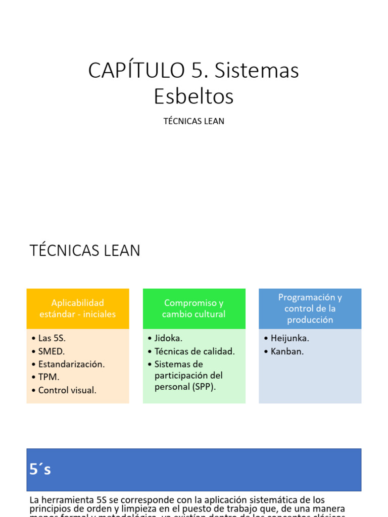 CAPÍTULO 5 - Herramientas Lean | PDF | Lean Manufacturing | Procesos de ...
