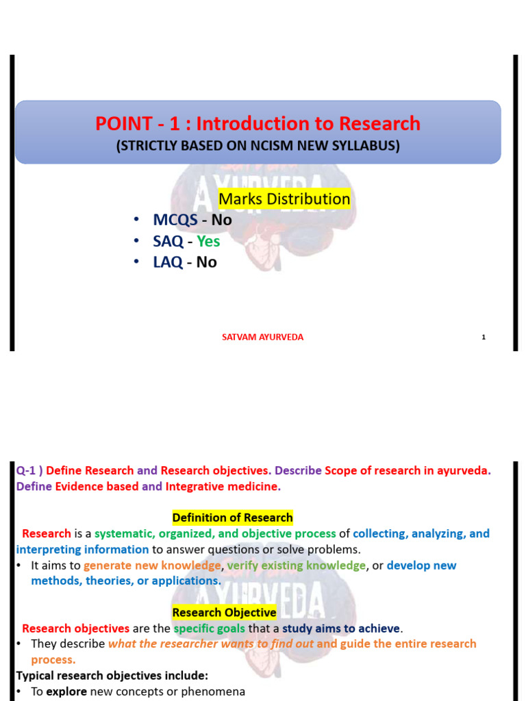 Research Point 1 Ncism | PDF | Ayurveda | Alternative Medicine