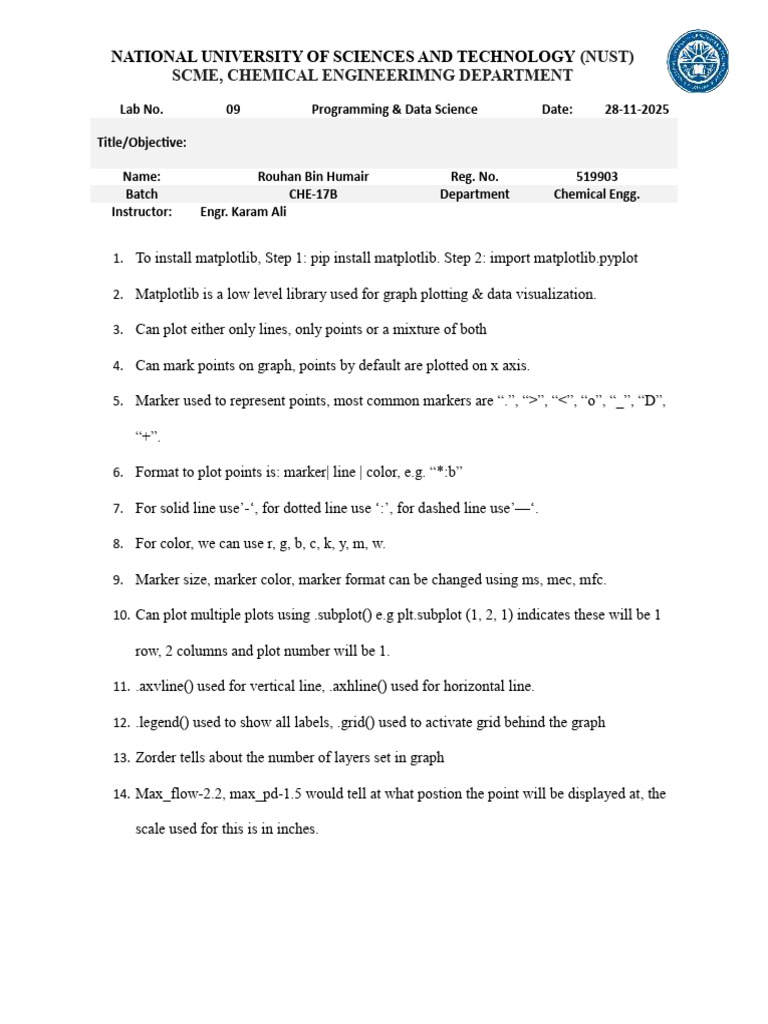 Lab9 - RouhanBinHumair - 519903 From Nust University | PDF