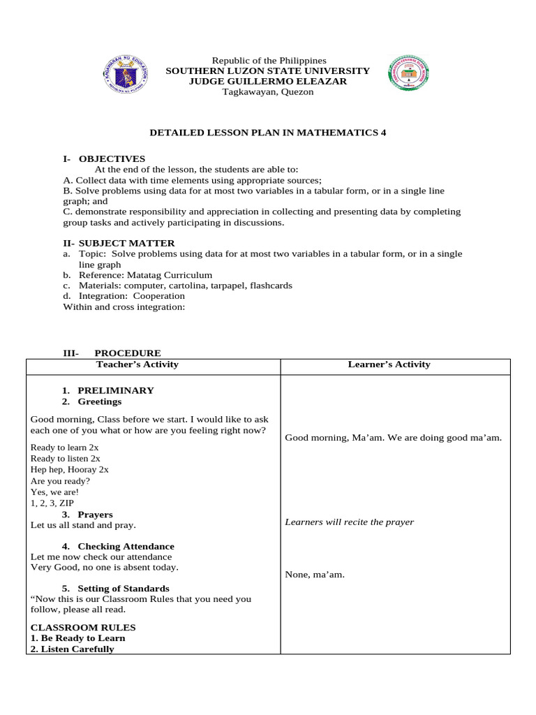 DLP in Math Iv Solve Problems Using Data | PDF | Learning