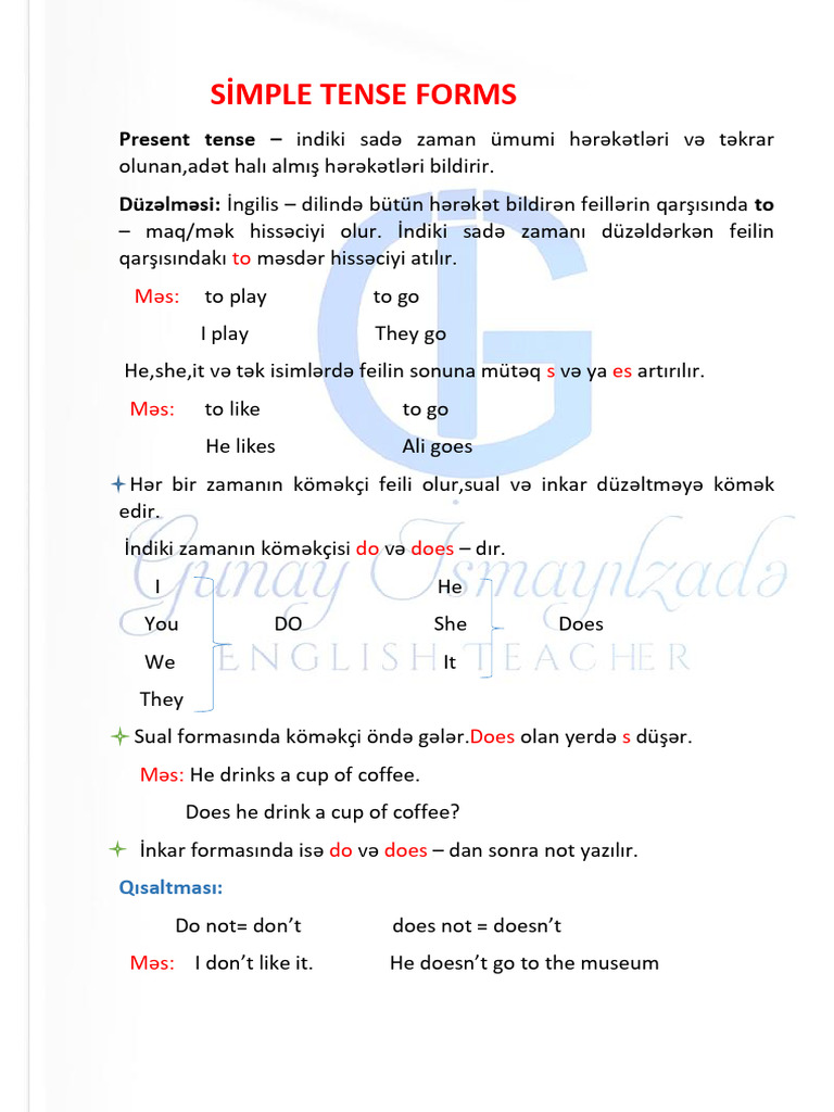 Simple Tense Forms by Me | PDF