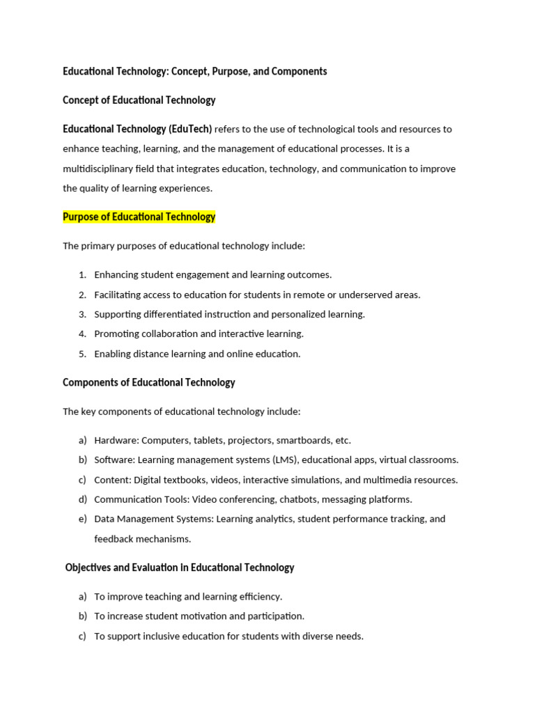 Educational Technology Course Material | PDF | Educational Technology ...