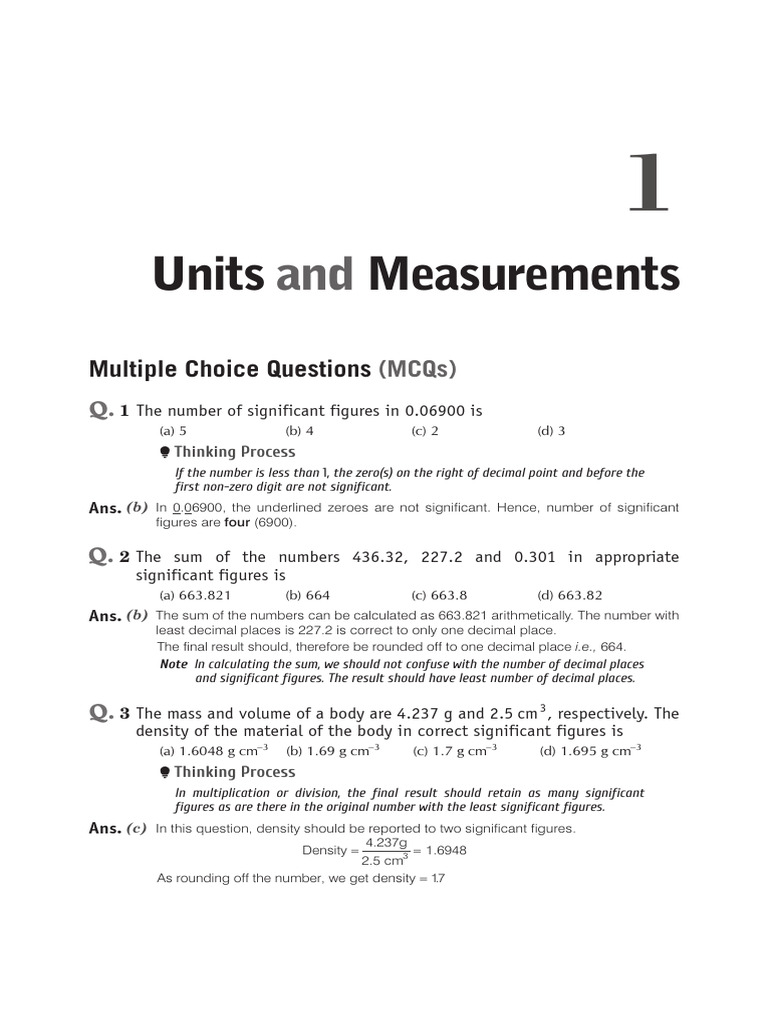 Units and Measurements Solution | PDF | Significant Figures | Numbers
