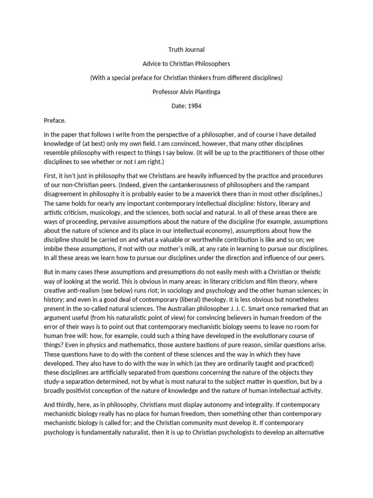 Week 1 Plantinga Excerpt | PDF