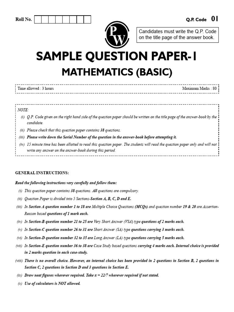 15 Sample Papers Basic Mathematics Class-10 | PDF | Circle | Sphere