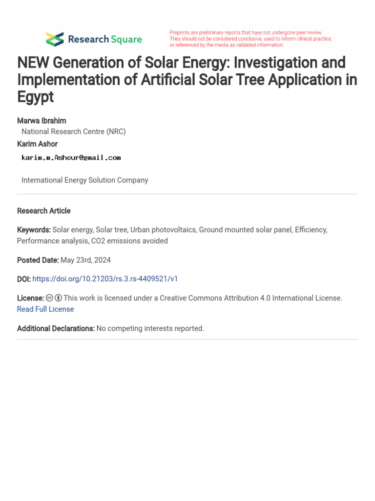 NEW Generation of Solar Energy Investigation and I | PDF ...