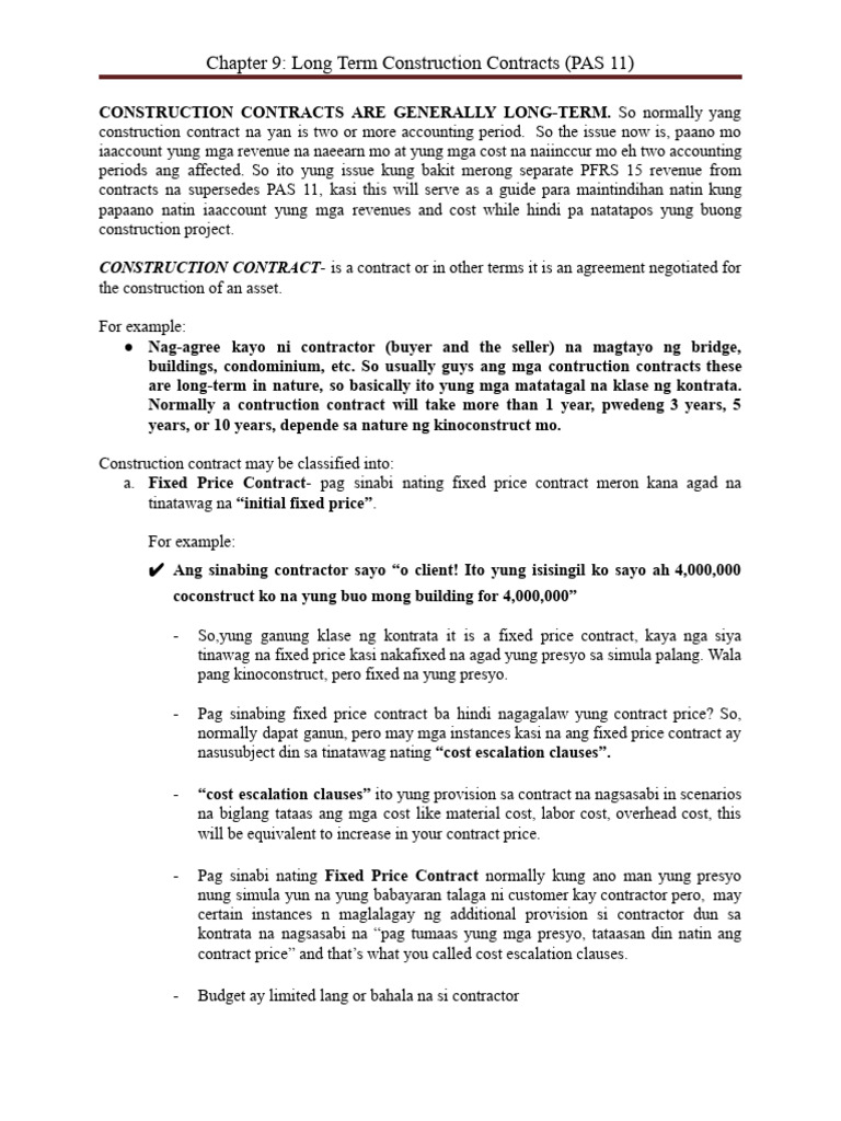 Chapter 9 Long Term Construction Contracts PAS 11 | PDF | Expense ...