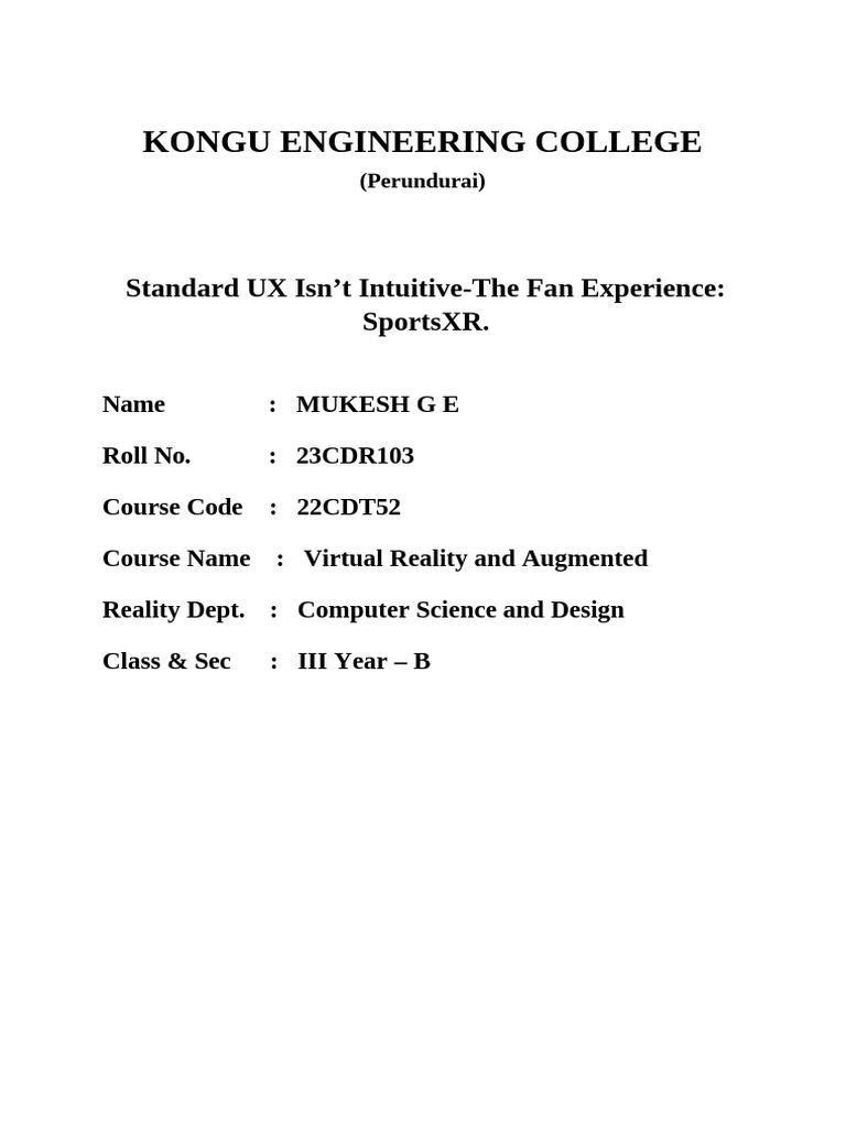 23cdr103 Ar Vr | PDF | Augmented Reality | Virtual Reality