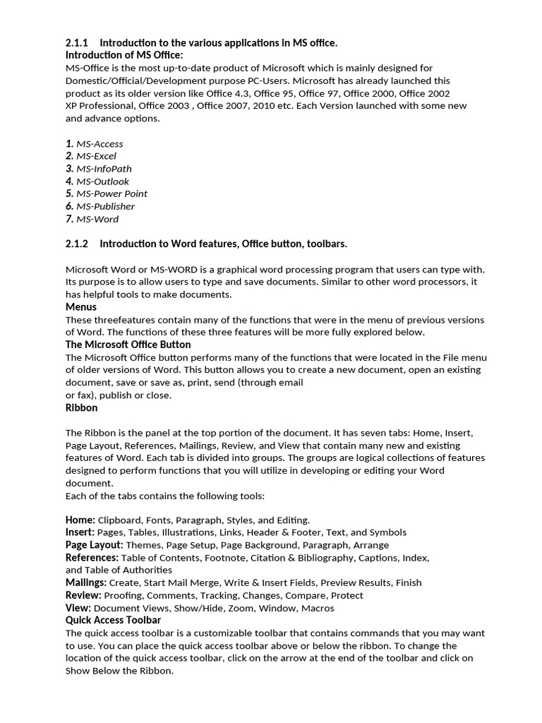 MS Office Word Notes 2025 | PDF | Microsoft Word | Microsoft Office