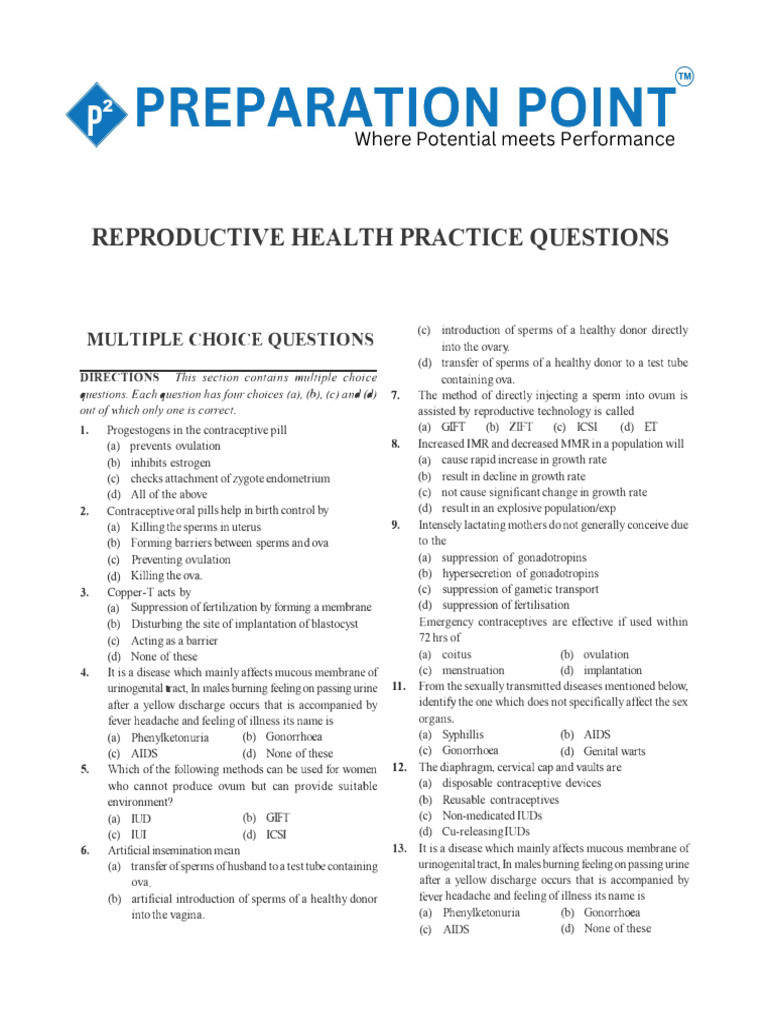 Reproductive Health | PDF | Birth Control | Combined Oral Contraceptive ...