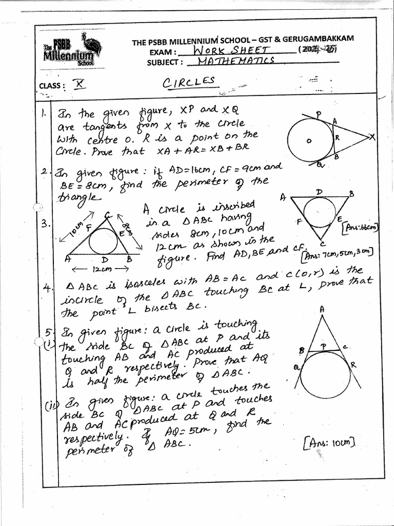 STD 10 Math Circles WS (24-25) | PDF