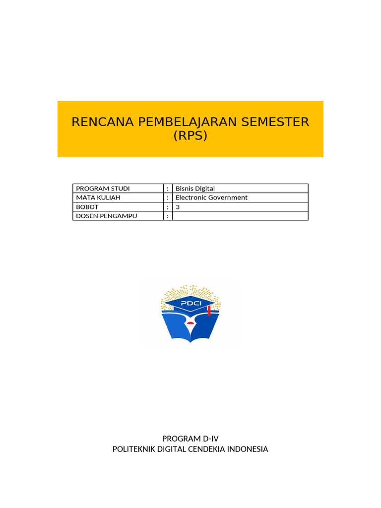 RPS Bisnis Digital (Electronic Goverment), PDCI, Ok | PDF